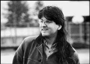 The author-turned-director in a lighter mood.