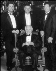 The gentlemen of DeLille, all dressed up at the ch&acirc;teau: Chris Upchurch, Jay Soloff, Greg Lill (L-R); Charles Lill (seated).