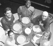 Surprise! Not so picture perfect after all. Clockwise from bottom left: neurotic sis (Dawn Box), dreamer dad (Louis Parent), adopted son (Earl Alexander), closeted son (Scott Holland), repressed mom (Anne Wallace).