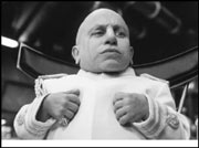 Still standing tall: Troyer in nautical attire.