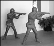 Whimsey and nationalism: James Reid's Army Men sliced in half.