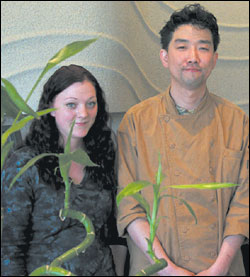 Server Jennifer and head chef Jongchan Cho.
