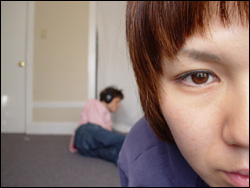 Greg Saunier, deep background; Satomi Matsuzaki, deep foreground.