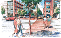 Vulcans vision of South Lake Union offers 24-hour opportunities for living, working, learning, and recreation. Above: Terry Street.