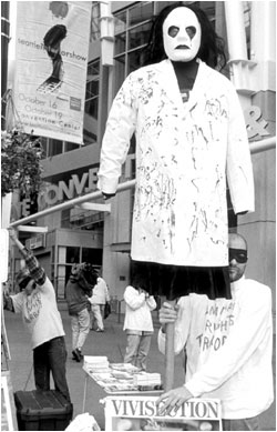 Animal-rights protesters at the Convention Center.