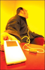 iPod, Apples breakthrough music box, shown here at damn near actual size.