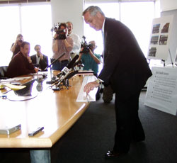 Jon Magnusson outlines his concerns for reporters on Thursday, May 20.