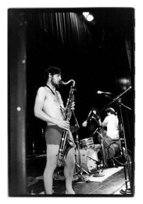 Arrington de Dionyso on the bass clarinet.