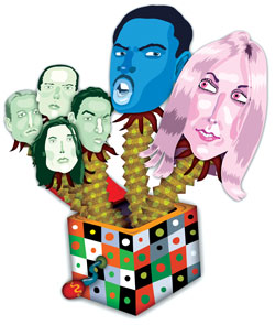 Pixies (left), Nas, and Liz Phair headline Bumbershoot 2004.