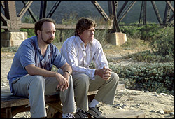 Giamatti (left) and Church: connoisseur losers whom aging film critics love.