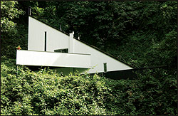 Egan House's striking north profile.