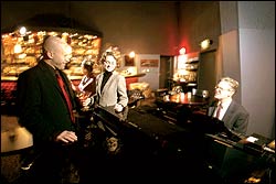 El Gaucho piano man Daniel Davison competes with ice sculptures and pretty drinks.