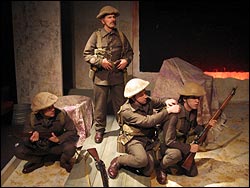 Dean Wilson, Jim Winkler (standing), Jeremy Topping, and Paul Bergman prepare for battle.