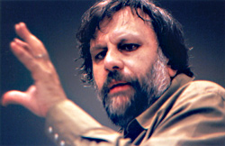 Žižek in mid-discourse.