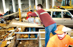 The crowded waste transfer station in Wallingford.