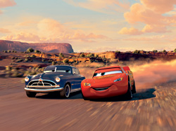 Newman's Hudson Hornet (left) teaches Wilson some old cornering tricks.