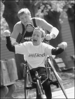 Marathoners Rick (top) and Dick Hoyt in Heart.