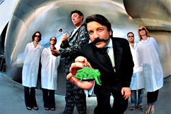 Richter (front) and crew: Bon appetit!