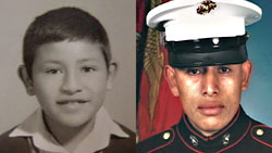 Gutierrez as boy and Marine.