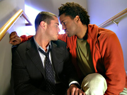 Magyar (left) and Stephens get their hunk on.