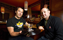 Hayes (left) and Carlson: serving up wax platters.