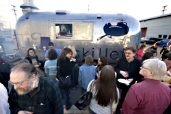 The half-hour wait is a chance to meet new friends.