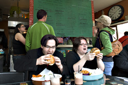 The full Lab experience:before (in back)and after (with burger).