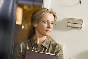 Emily Watson tries to keep up with the stagecraft.