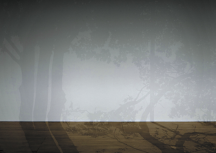 On the walls and floor of Western Bridge are shadows cast by