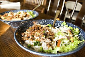 Beautiful b&uacute;n bowls at Green Leaf.
