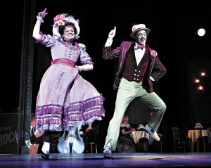 At the Village Theatre: Kathryn Van Meter and Greg McCormick Allen, showboating.