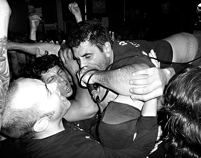 Clif Hanger of the Freeze gets acquainted with the crowd.