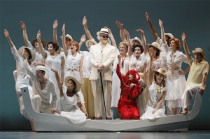 Waving au revoir to the title character in Candide.