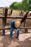 Cattle rancher John Ladd at the border in Palominas.
