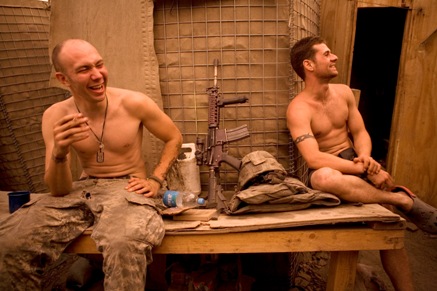 Members of Battle Company in a lull between combat.