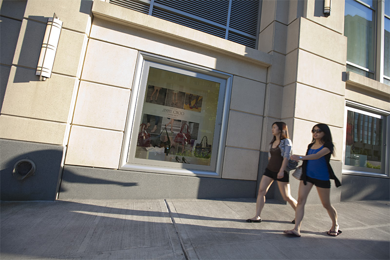 A familiar sight: would-be customers walking by, rather than into, Jimmy Choo.