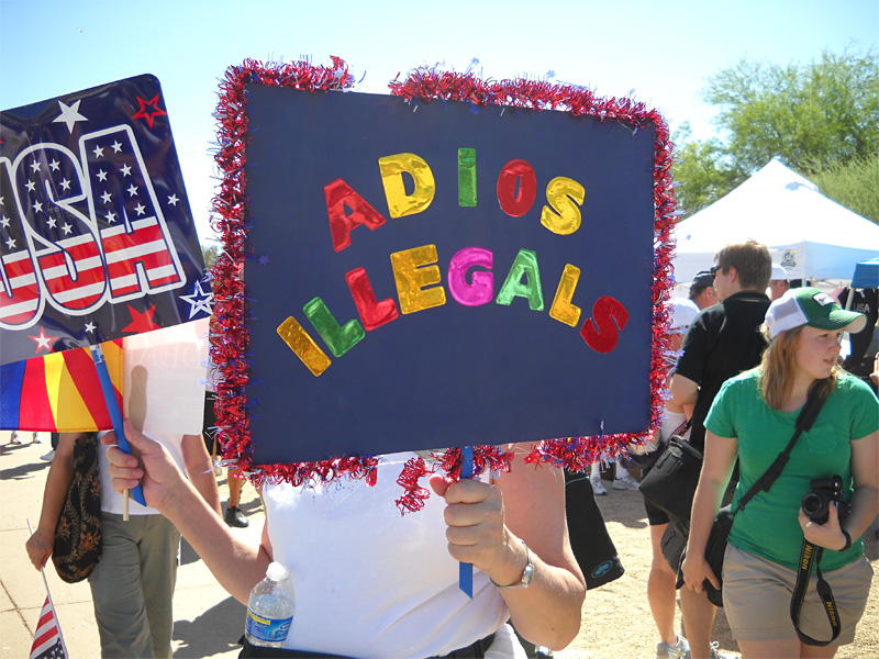 Anti-immigrant protesters gathered in downtown Phoenix.