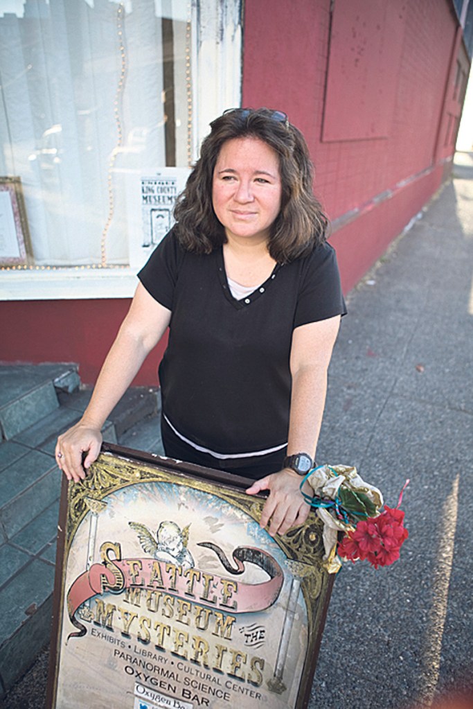 Charlette LeFevre works at the Seattle Museum of the Mysteries, which occupies space in a nearby warehouse also slated for redevelopment.