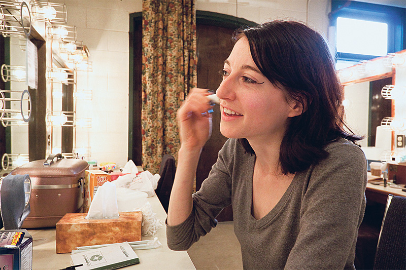 The "shape-shifter" preps backstage at Intiman.