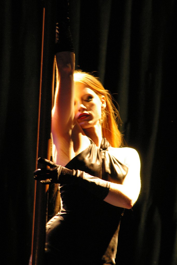 Chastain's innocent inevitably ends up in a strip club.