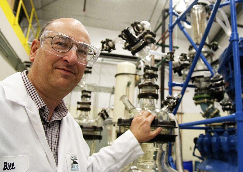Bill Boulanger, CEO of Obiter Research, holds a few grams of 18-MC, a synthetic ibogaine derivative that he believes can cure drug addiction.