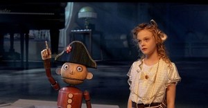 Fanning and her wooden guide.