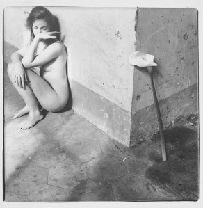 One of Francesca Woodman's self-portraits.