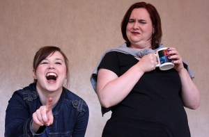 Stewart (left) and Jaeger as the mocking onlookers.