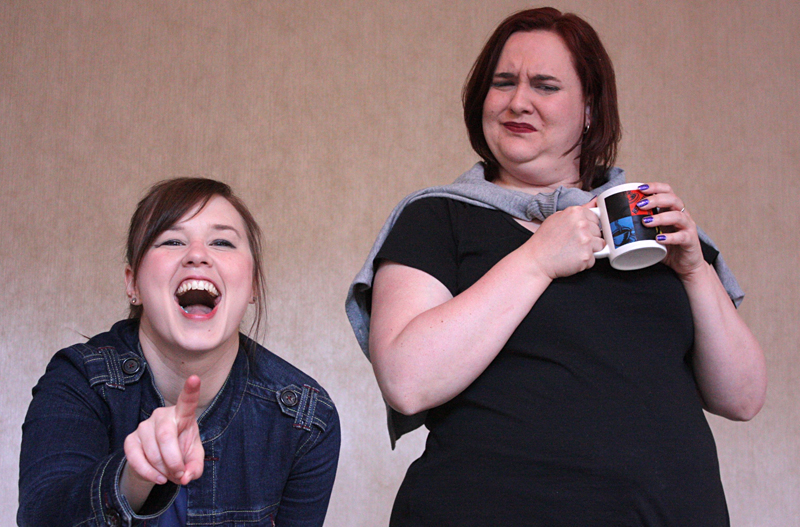 Stewart (left) and Jaeger as the mocking onlookers.