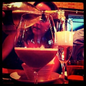 Champagne on the train.