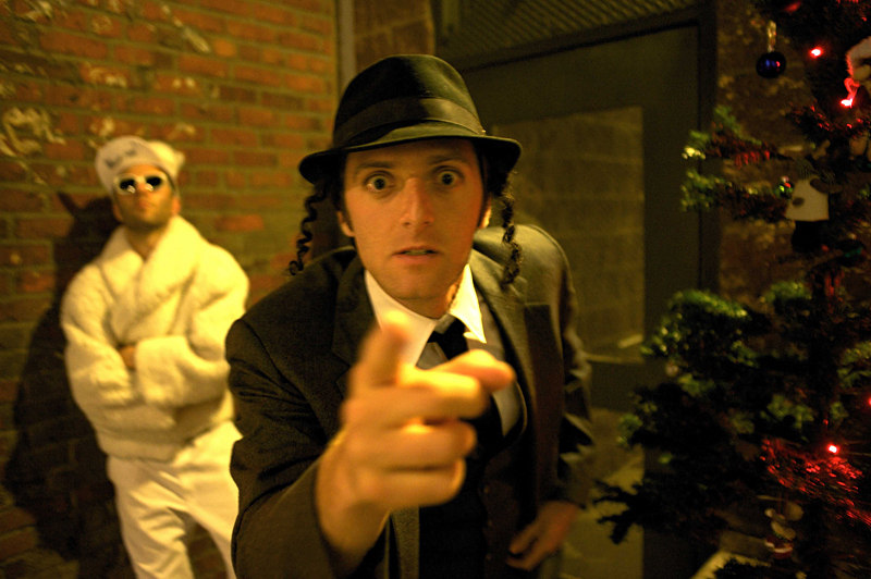 Rosenblatt (rear) and Bestock prepare to mock all that is holy.