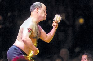 De Paul's hoodlum pines (and strips) for Conway Doba's trapeze artist Mitzi.