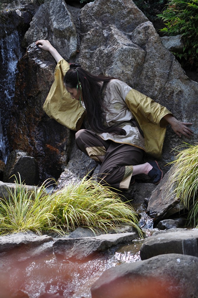 Dancer Kaoru Okumura is a member of Laage's butoh troupe.