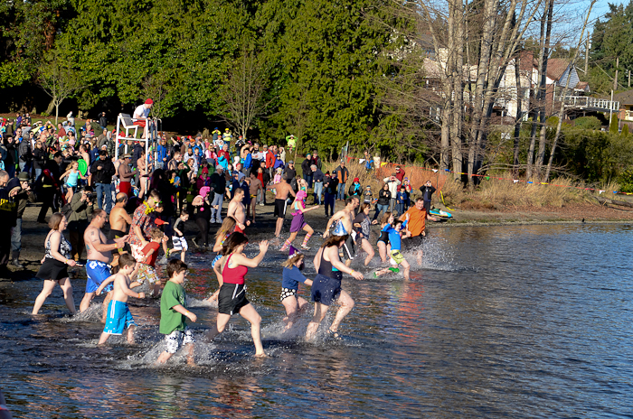 A hardy crowd of Seattleites rang in the new year in chilly
